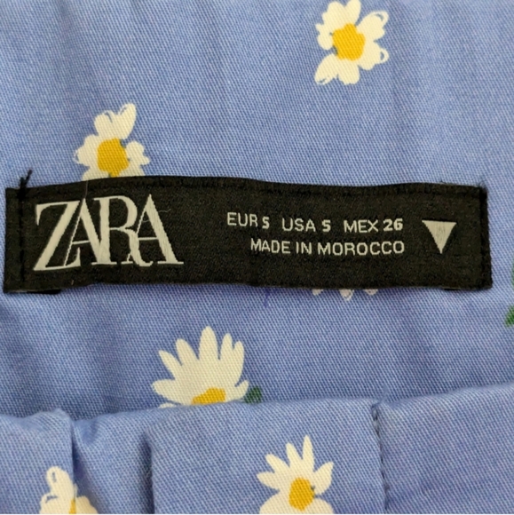 ๐ฉต๐ผ Zara Floral Cotton High Rise Slim Cropped Trouser Capris, S (XS), NWT - Picture 4 of 13